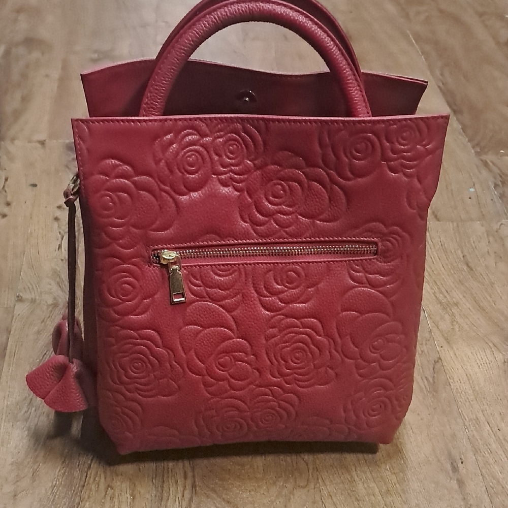 NWOT Elegant Red Embossed Handbag